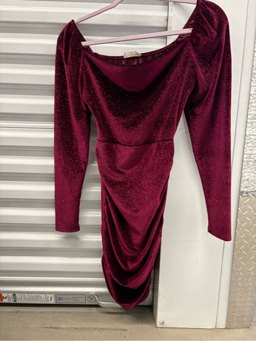 Altar’d State Velvet Shimmery Drape Bodycon Dress in Wine
